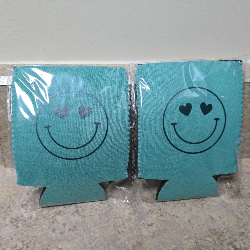 Happy Face Coolie Insulated Can Cooler 2 Pack Beer 